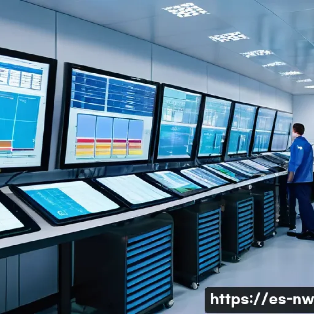 대규모 담수화 플랜트의 운영 비용 분석 - A large-scale desalination plant control room in a modern Spanish coastal facility, showing engineer...