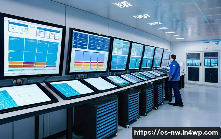 대규모 담수화 플랜트의 운영 비용 분석 - A large-scale desalination plant control room in a modern Spanish coastal facility, showing engineer...